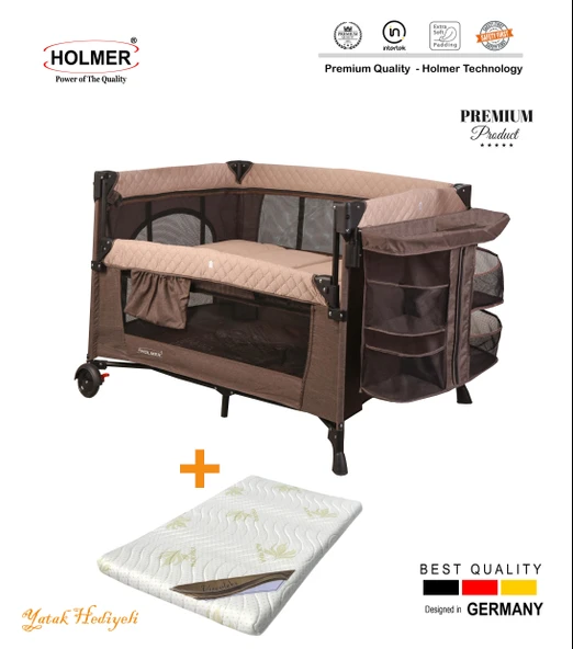 Holmer Coolstyle (Yatak Hediyeli) oyun Parkı/Anne Yanı/Park Yatak Multi Pro + Yatak / Bej ürün görseli 1