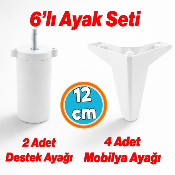 20'li Set Lüks Mobilya Kanepe Koltuk TV Ünitesi Yükseltici Destek Ayağı Ayakları 12 cm Beyaz M8 İnce Diş ürün görseli 1