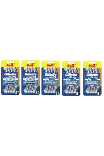 Gillette Blue3 Comfort Kullan-at Tıraş Bıçağı 8'li X 5 Paket ürün görseli 1