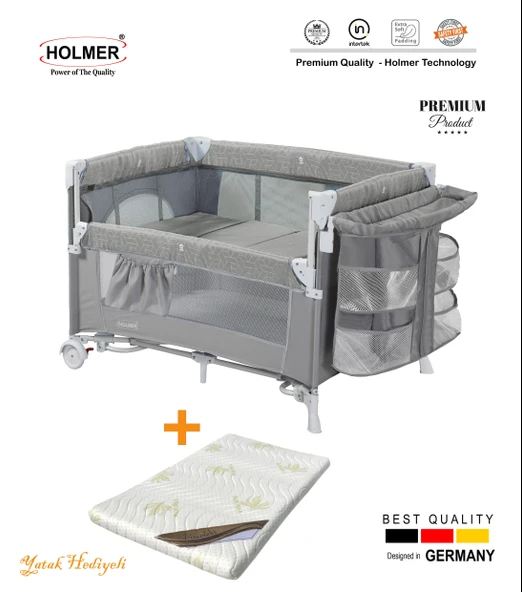 Holmer Coolstyle (Yatak Hediyeli) oyun Parkı/Anne Yanı/Park Yatak Multi Pro + Yatak / Gri ürün görseli 1