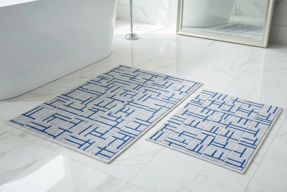 BANYO PASPASI 2'Lİ SET BLUNİTY GRİD MAVİ ürün görseli 1