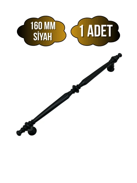 Muse Desenli Siyah Metal Dolap Kulpu Mobilya ve Mutfak Dolap Kulpu(SİYAH)(160MM) Siyah 160mm 160mm - 1 ADET ürün görseli 1