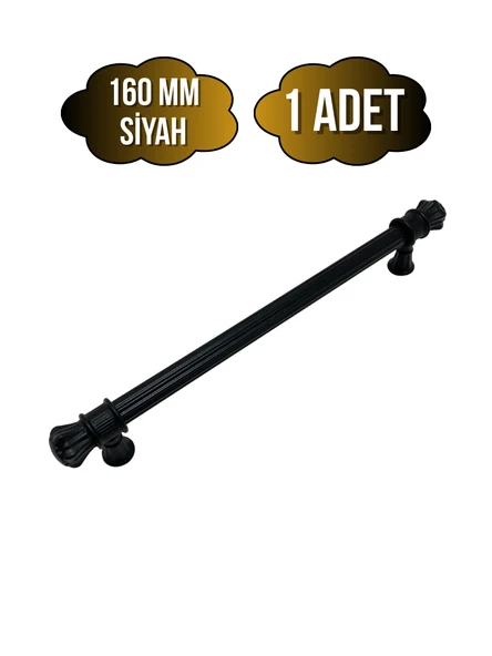 Nobel Akyaka Çizgili Siyah Metal Dolap Kulpu Mobilya ve Mutfak Dolap Kulpu(SİYAH) Siyah 160mm 160mm - 1 ADET ürün görseli 1