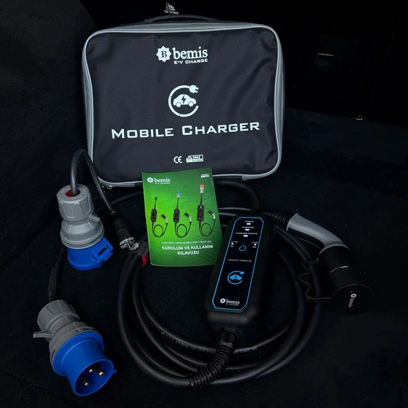 Bemis Mono Mobile 3,7 - 7,4 Kw - 8 Metre Elektrikli Araç Taşınabilir Şarj Cihazı - Çanta Hediye ürün görseli 1