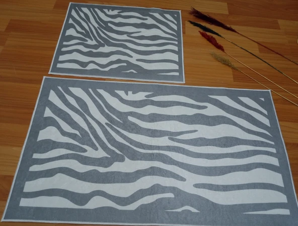 BANYO PASPASI 2'Lİ SET BASKILI ZEBRA GRİ - Resim 3