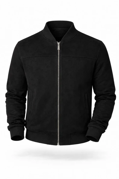 Premium Slim Fit Bomber Kolej Deri Ceket - Resim 5