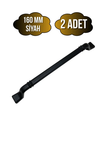 Havai Çizgili Siyah Metal Dolap Kulpu Mobilya ve Mutfak Dolap Kulpu(SİYAH)(160MM) Siyah 160mm 160mm - 2 ADET ürün görseli 1