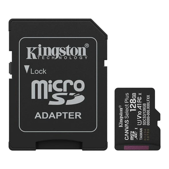 Kingston Canvas Select Plus SDCS3/128GB Class 10 UHS-I U1 A1 V10 128 GB Micro SD Kart ürün görseli 1