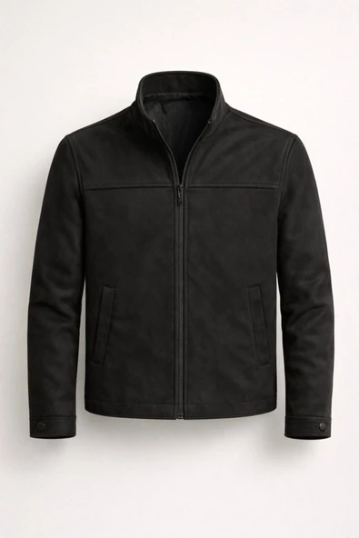 Basic Sade Şık Slim Fit Mevsimlik Süet Ceket ürün görseli 1
