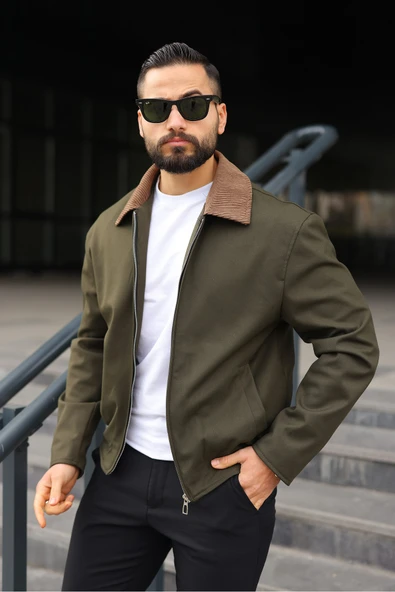 Kadife Yakalı Trucker Model Ceket - Resim 4