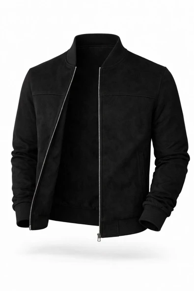 Premium Slim Fit Bomber Kolej Deri Ceket - Resim 7