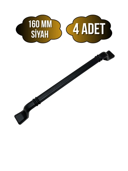 Havai Çizgili Siyah Metal Dolap Kulpu Mobilya ve Mutfak Dolap Kulpu(SİYAH)(160MM) Siyah 160mm 160mm - 4 ADET ürün görseli 1
