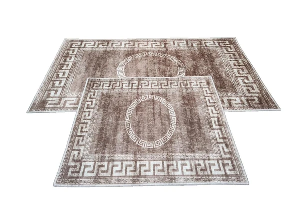 BANYO PASPASI 2'Lİ SET BASKILI VERSACE KAHVE - Resim 2
