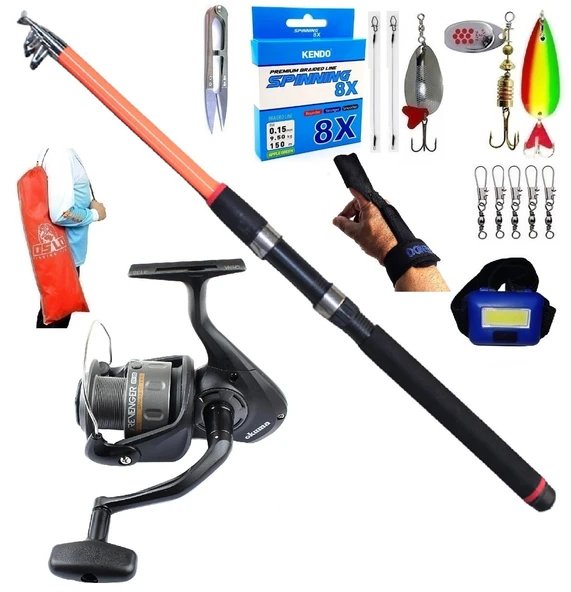 Okuma Revenger Rv-40 210cm 50-150gr Piranha Dolphin Turna Spin Olta Takımı Seti ürün görseli 1