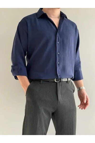 Relaxed Fit Hafif Rahat Modal Kumaş Gömlek - Resim 6