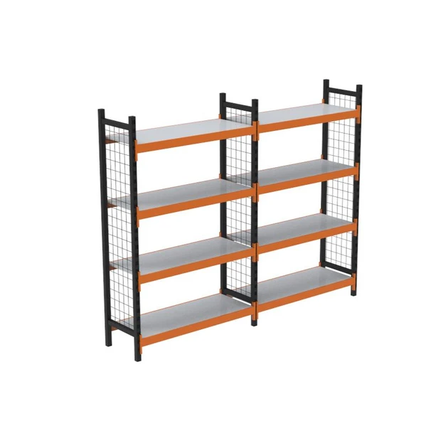 4 Katlı Duble Dekoratif Midi Rack - Ekonomik Depo,Arşiv, Kiler Rafı   Siyah-Turuncu 35x180 cm 100 cm ürün görseli 1