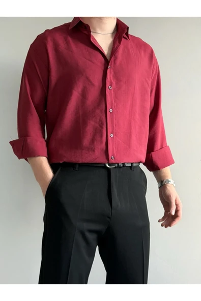 Relaxed Fit Hafif Rahat Modal Kumaş Gömlek - Resim 11