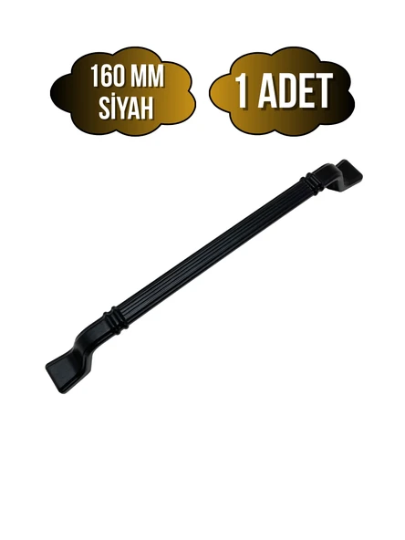 Havai Çizgili Siyah Metal Dolap Kulpu Mobilya ve Mutfak Dolap Kulpu(SİYAH)(160MM) Siyah 160mm 160mm - 1 ADET ürün görseli 1