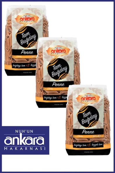 Nuh'un Ankara Tam Buğday Penne Makarna 500 gr  x 3 Adet ürün görseli 1