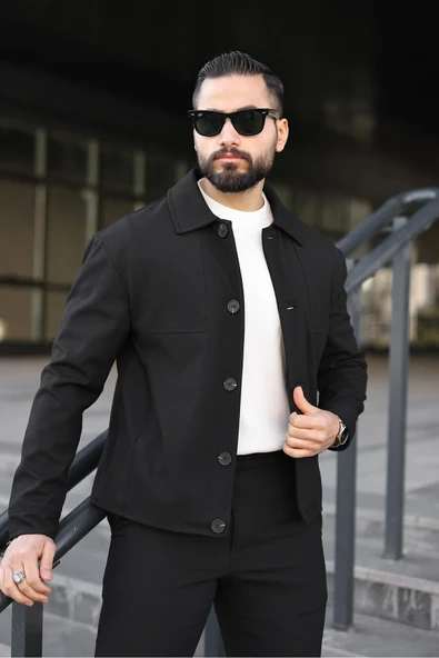 Dikiş Detaylı Düğmeli Mevsimlik Ceket - Resim 7