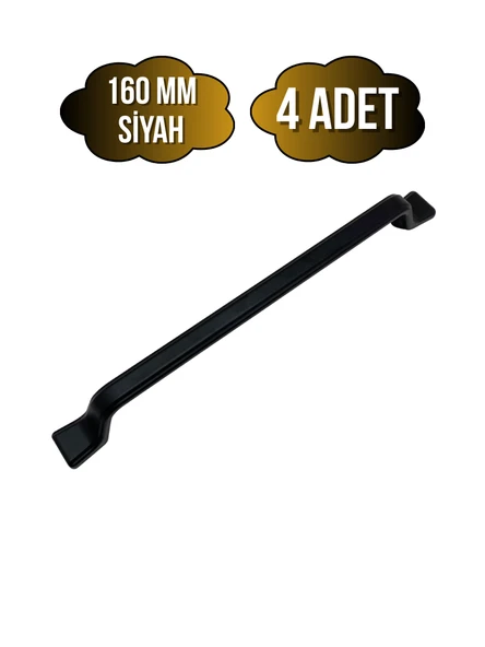 Havai Düz Siyah Metal Dolap Kulpu Mobilya ve Mutfak Dolap Kulpu(SİYAH)(160MM) Siyah 160mm 160mm - 4 ADET ürün görseli 1