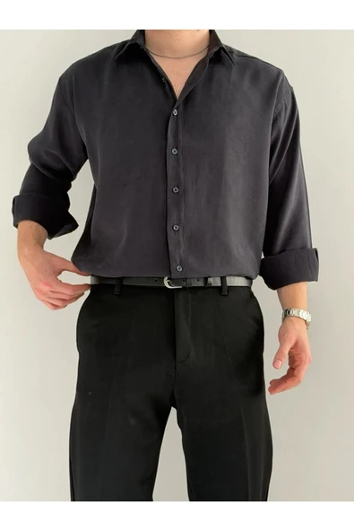 Relaxed Fit Hafif Rahat Modal Kumaş Gömlek - Resim 3