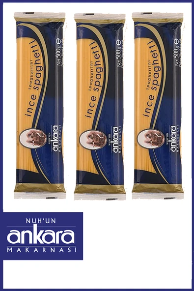 Nuh'un Ankara İnce Spagetti Makarna 500 gr x 3 Adet ürün görseli 1