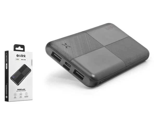 S-Link IP-G12N S-10000mAh Powerbank,  MicroUSB,  Type-C ,  Siyah ürün görseli 1
