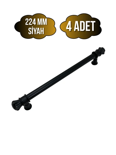 Nobel Akyaka Çizgili Siyah Metal Dolap Kulpu Mobilya ve Mutfak Dolap Kulpu(SİYAH) Siyah 224mm 224mm - 4 ADET ürün görseli 1