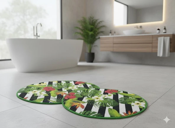 BANYO PASPASI 2'Lİ SET 3D BASKILI JEL PALM ürün görseli 1