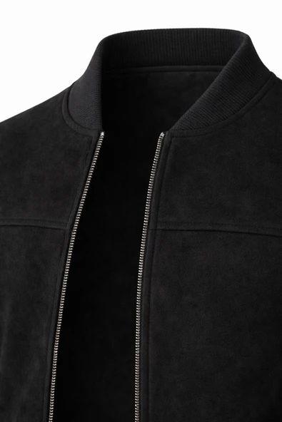 Premium Slim Fit Bomber Kolej Deri Ceket - Resim 6