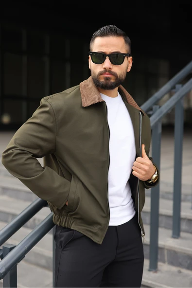 Kadife Yakalı Trucker Model Ceket - Resim 5
