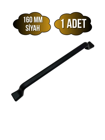 Havai Düz Siyah Metal Dolap Kulpu Mobilya ve Mutfak Dolap Kulpu(SİYAH)(160MM) Siyah 160mm 160mm - 1 ADET ürün görseli 1