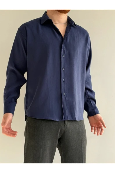 Relaxed Fit Hafif Rahat Modal Kumaş Gömlek - Resim 7