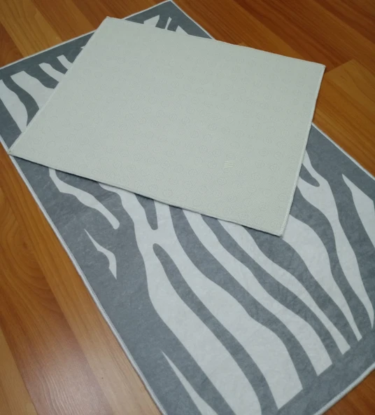 BANYO PASPASI 2'Lİ SET BASKILI ZEBRA GRİ - Resim 5
