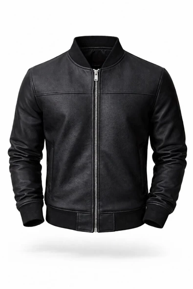 Premium Slim Fit Bomber Kolej Deri Ceket ürün görseli 1