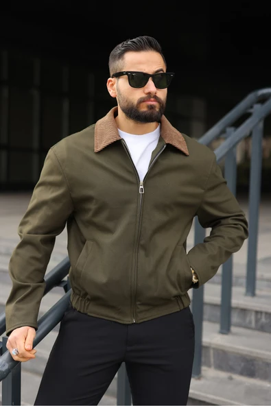Kadife Yakalı Trucker Model Ceket - Resim 6