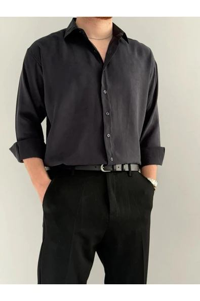 Relaxed Fit Hafif Rahat Modal Kumaş Gömlek - Resim 4
