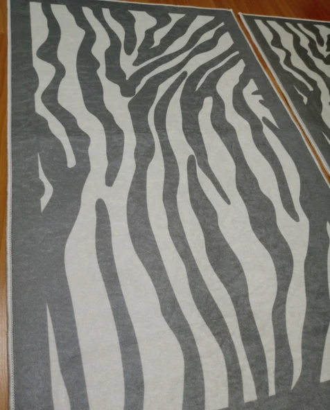 BANYO PASPASI 2'Lİ SET BASKILI ZEBRA GRİ ürün görseli 1