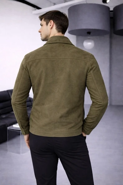 Cep Detaylı Basic Süet Ceket - Resim 4