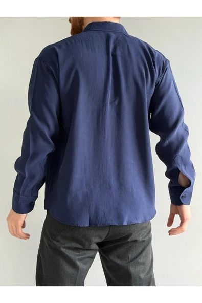 Relaxed Fit Hafif Rahat Modal Kumaş Gömlek - Resim 9