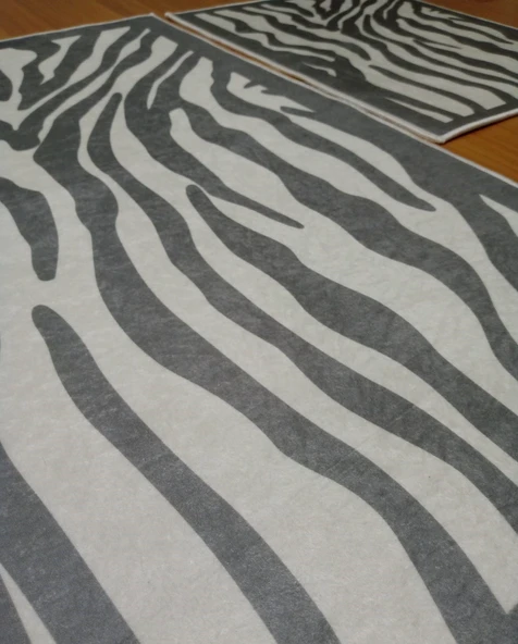 BANYO PASPASI 2'Lİ SET BASKILI ZEBRA GRİ - Resim 4