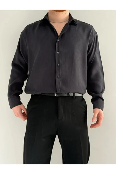 Relaxed Fit Hafif Rahat Modal Kumaş Gömlek - Resim 5