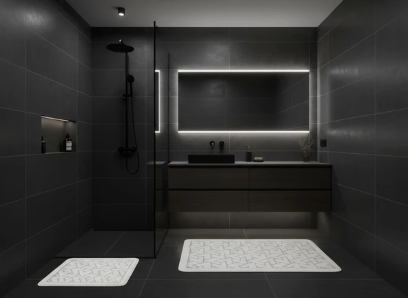 BANYO PASPASI 2'Lİ SET KARO EKRU ürün görseli 1