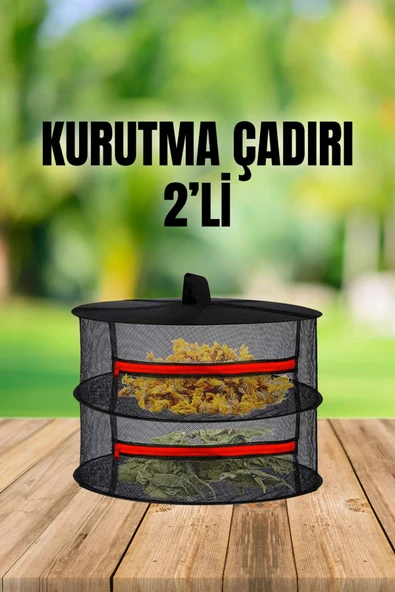 TİNEKE 2 Katlı Fermuarlı Meyve Sebze Kurutma Filesi  Katlanabilir Doğal Kurutma Sepeti KIRMIZI ürün görseli 1