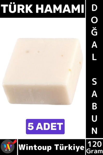 #KatıSabun %100 Doğal Bitkisel El Yüz Saç Vücut Cilt İçin Organik Türk Hamamı Sabunu 120 Gram 5 Adet ürün görseli 1