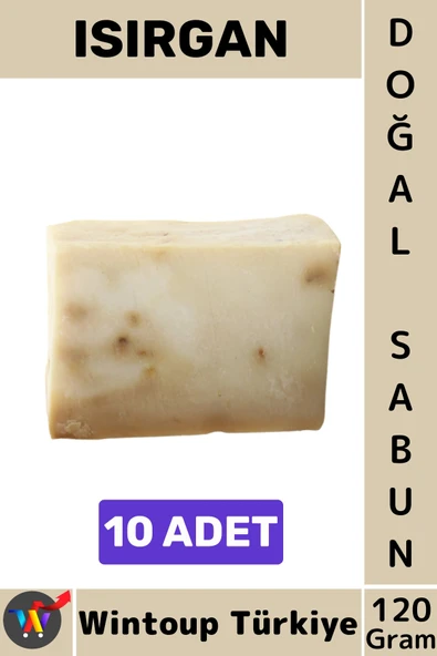#KatıSabun %100 Doğal Bitkisel El Yüz Saç Vücut Cilt İçin Organik Isırgan Sabunu 120 Gram 10 Adet ürün görseli 1