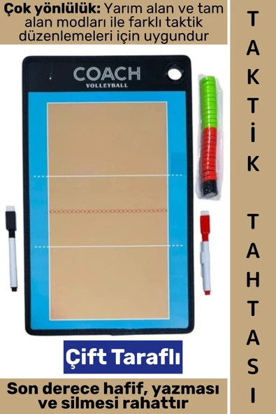 #VoleybolTaktik Profesyonel Amatör Okul Tam Yarı Saha Çift Taraf Mıknatıslı Voleybol Taktik Tahtası ürün görseli 1