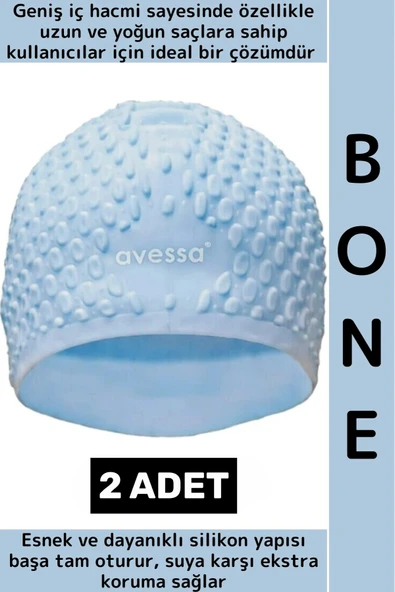 #Bone Esnek Yumuşak Silikon Havuz Deniz Yüzme Kulağa Su Geçirmez Büyük Beden Saç Bonesi 2 Adet ürün görseli 1