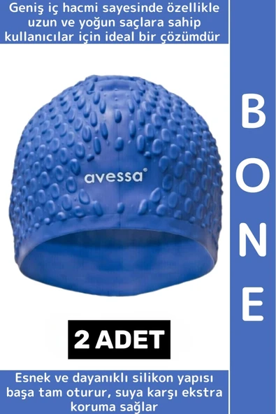 #Bone Esnek Yumuşak Silikon Havuz Deniz Yüzme Kulağa Su Geçirmez Büyük Beden Saç Bonesi 2 Adet ürün görseli 1